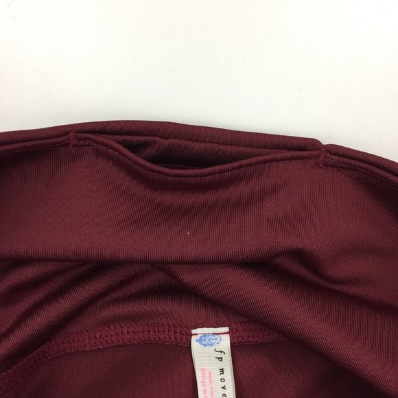 FREE PEOPLE MOVEMENT Maroon Sheer Mesh Inserts Pull On Leggings Pants - Picture 4 of 12